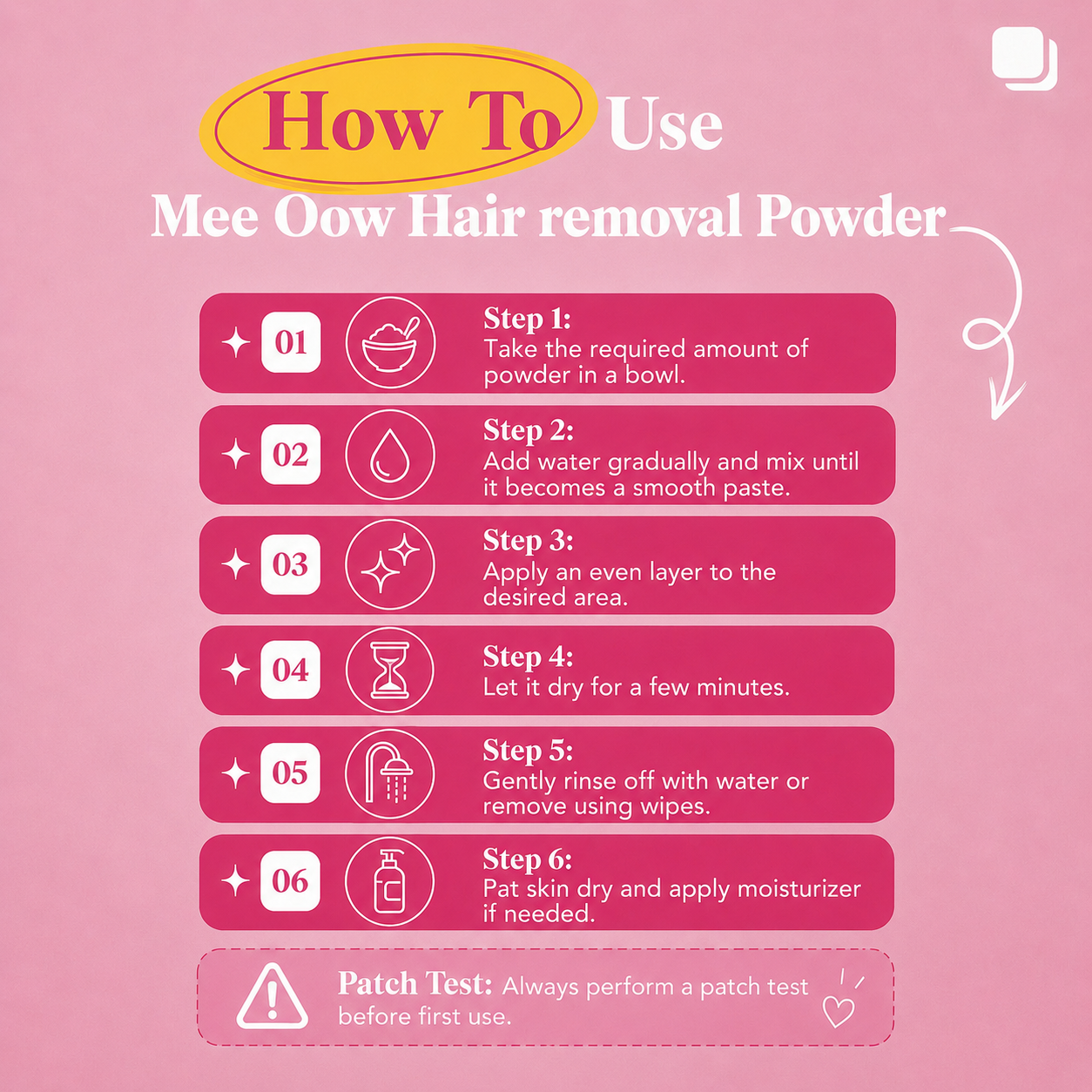 Mee Oow Hair Removal Wax Powder (Red) (150 GM) + Free Wipes