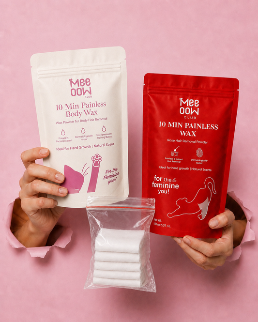 Mee Oow Hair Removal Wax Powder Pack of 2 (Get Free Wipes)
