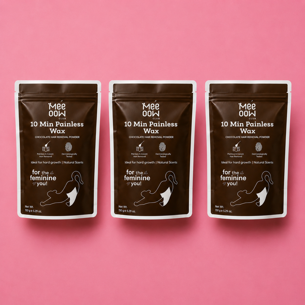 Mee Oow Club 10 Min Painless Wax | Chocolate Hair Removal Powder (150g)
